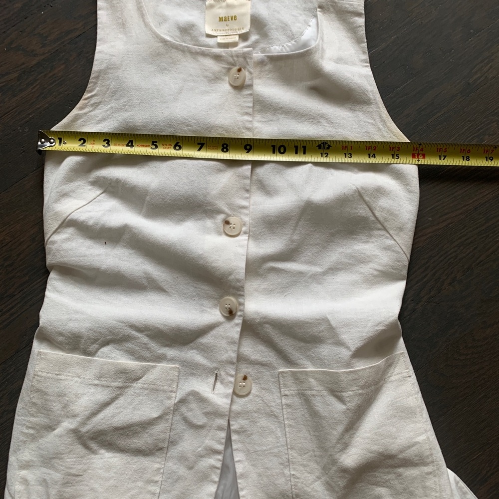 Anthropologie Maeve white linen vest - Picture 5 of 7